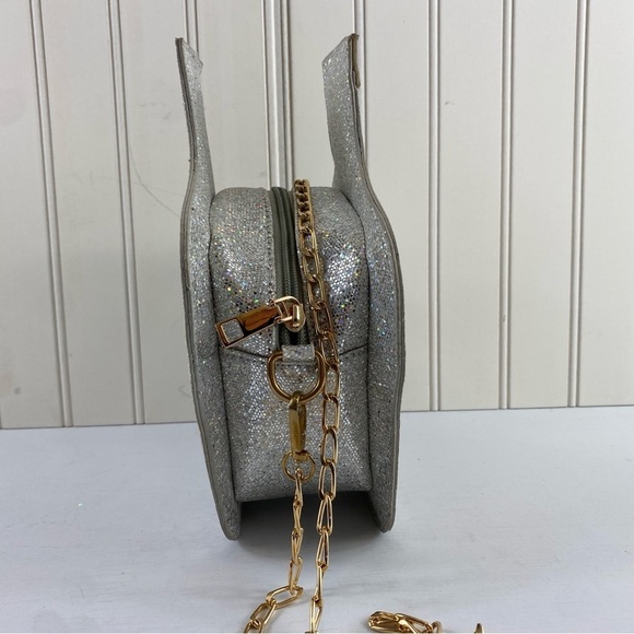 Crossbody Novelty Tequila Sparkly Silver Bag Purse Zip Close Crossbody - Picture 5 of 16